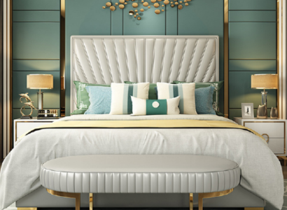 Wood Design Bed Double Luxury Modern Hotel Frame Sleep Room new